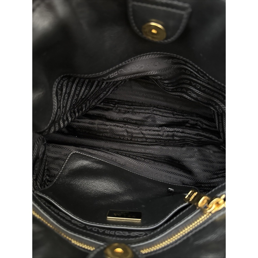 NWT PRADA Black Glace Calf Leather Shopping Tote Bag Purse ALL INCLUSIVE COA BAG - Picture 16 of 16